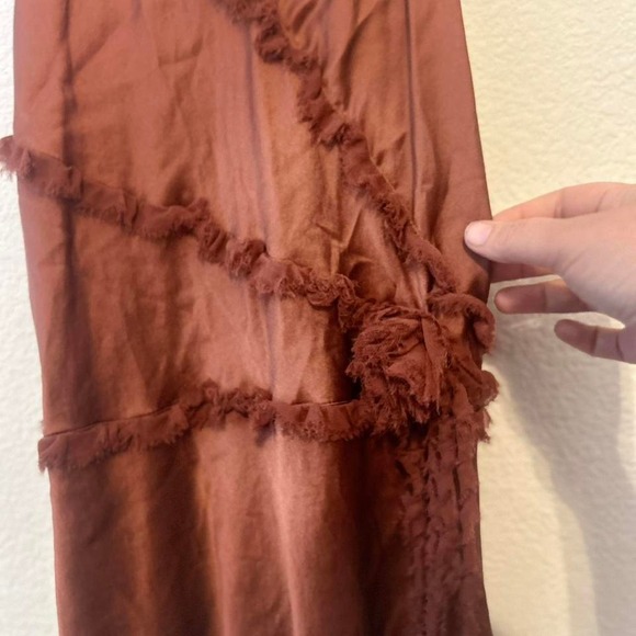 Indie grunge distressed silk racer back tank rusty red size M - Picture 3 of 7